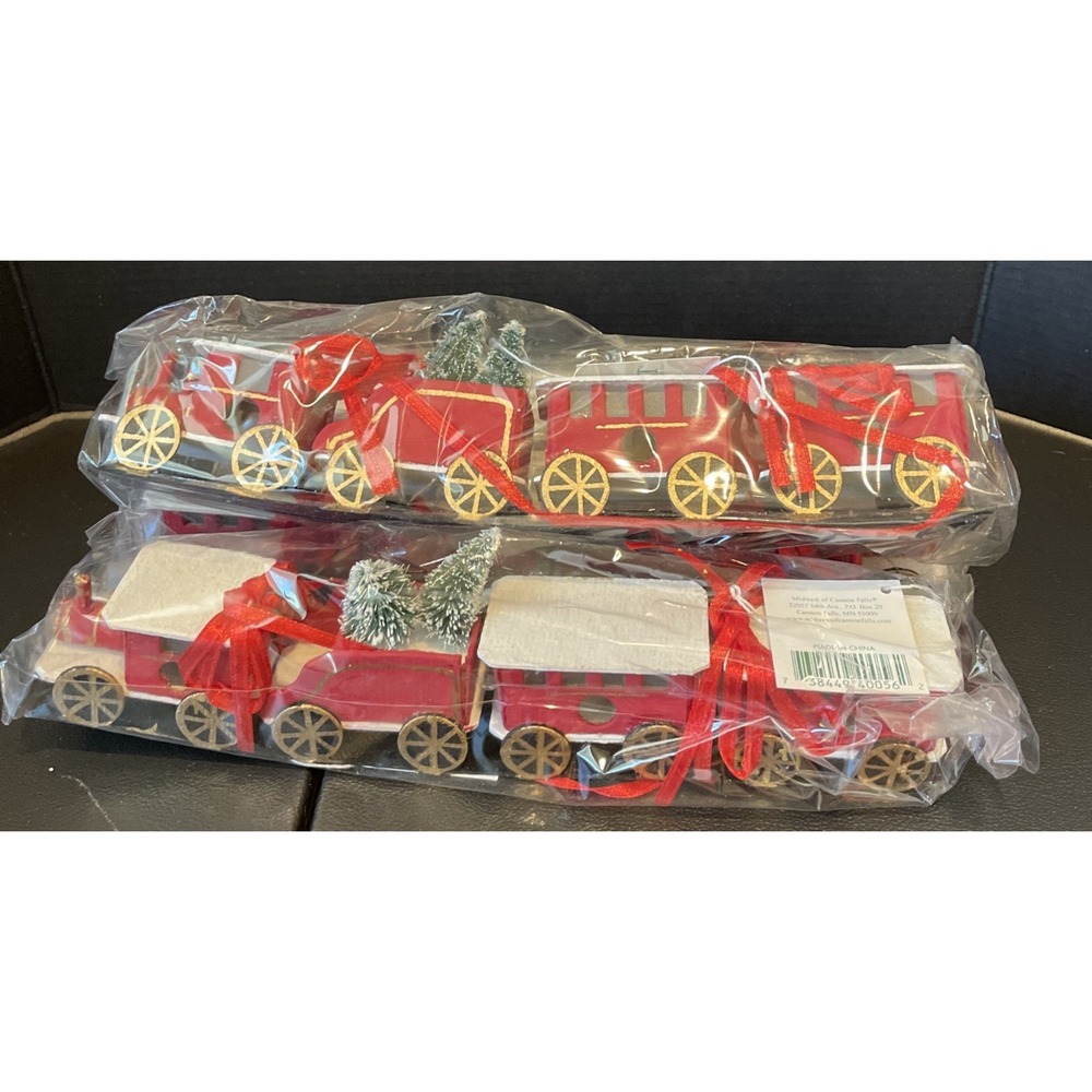 Vintage Midwest of Cannon Falls Paper Trains Christmas Ornaments Set‎ Of 4 NEW